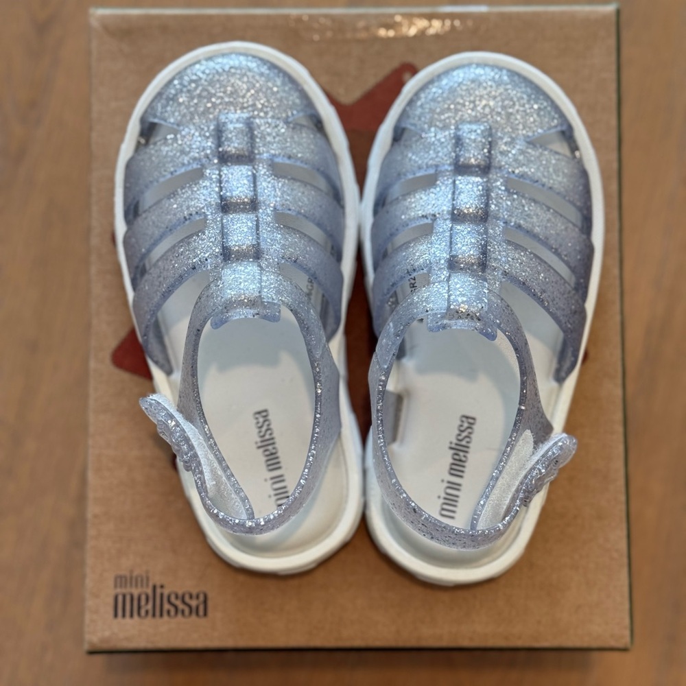 Mini Melissa Shimmering Silver Sandals